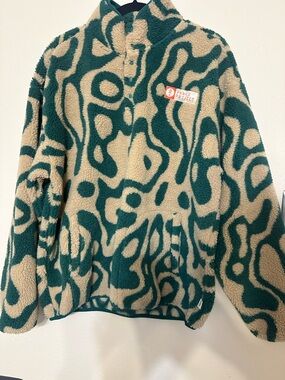 Parks Project Teal & Cream Abstract Sherpa Pullover